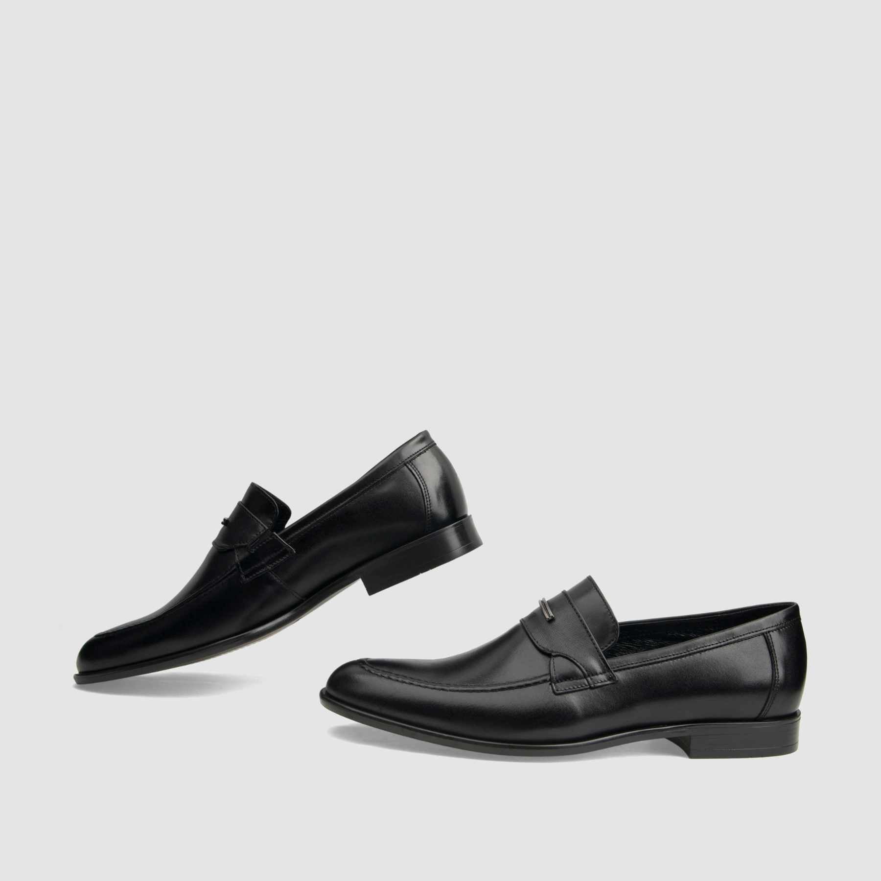 Półbut wizytowy TAPI B-6751 czarna licowa skóra - loafers