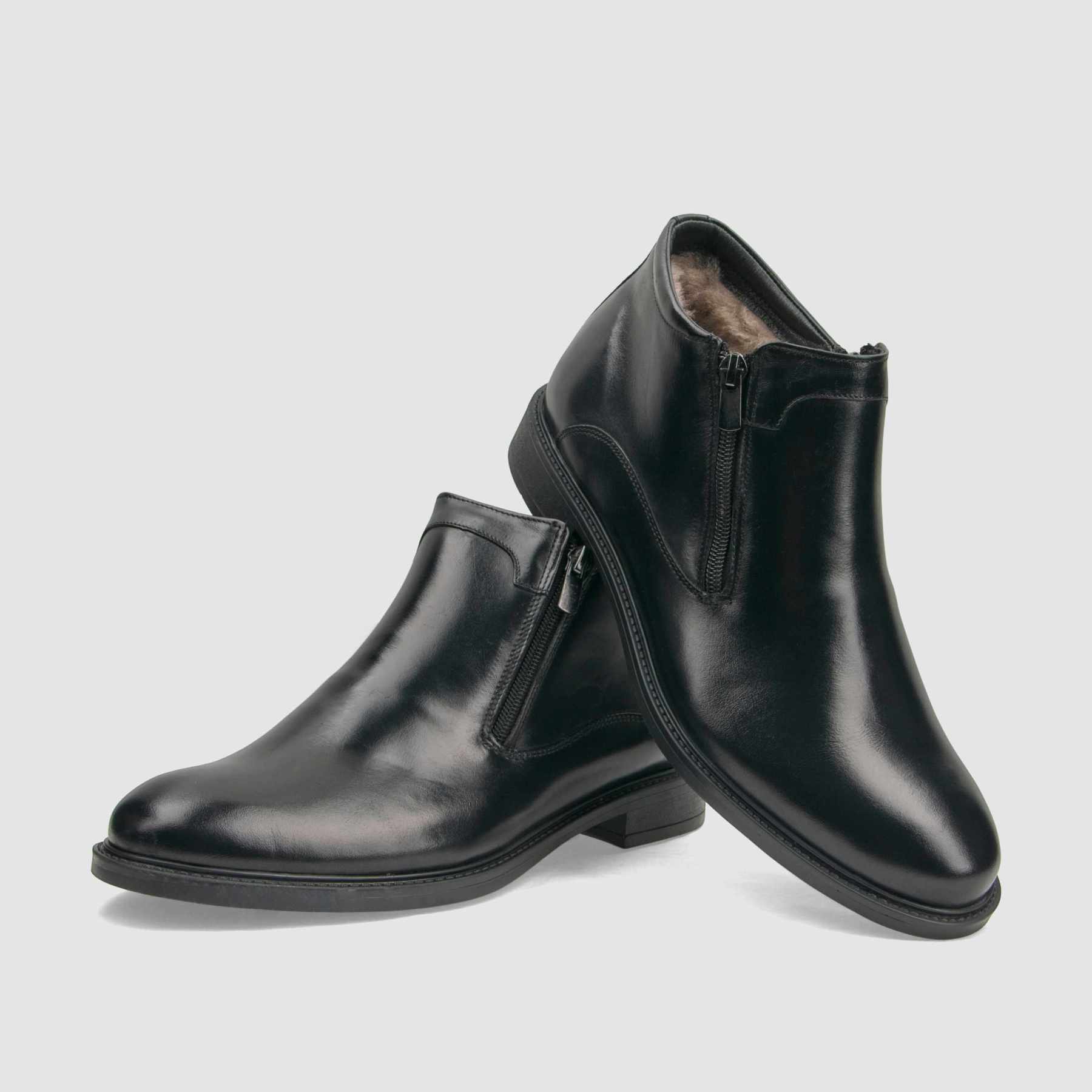 TAPI U-2384 black formal shoe insulated with sheepskin