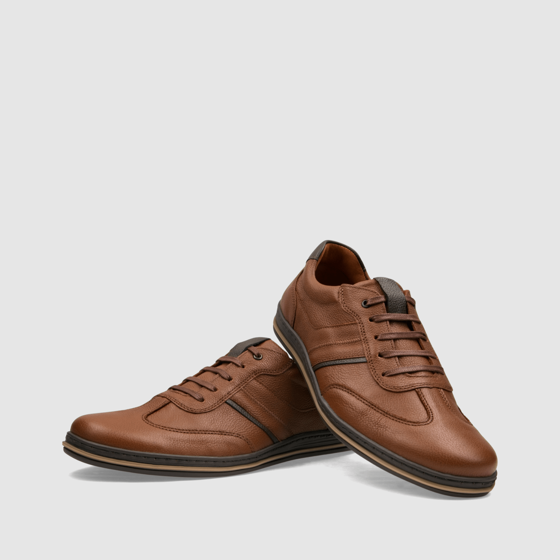 Półbut casual TAPI T - 7637 brązowa licowa skóra - TAPI nero - Brąz - 3