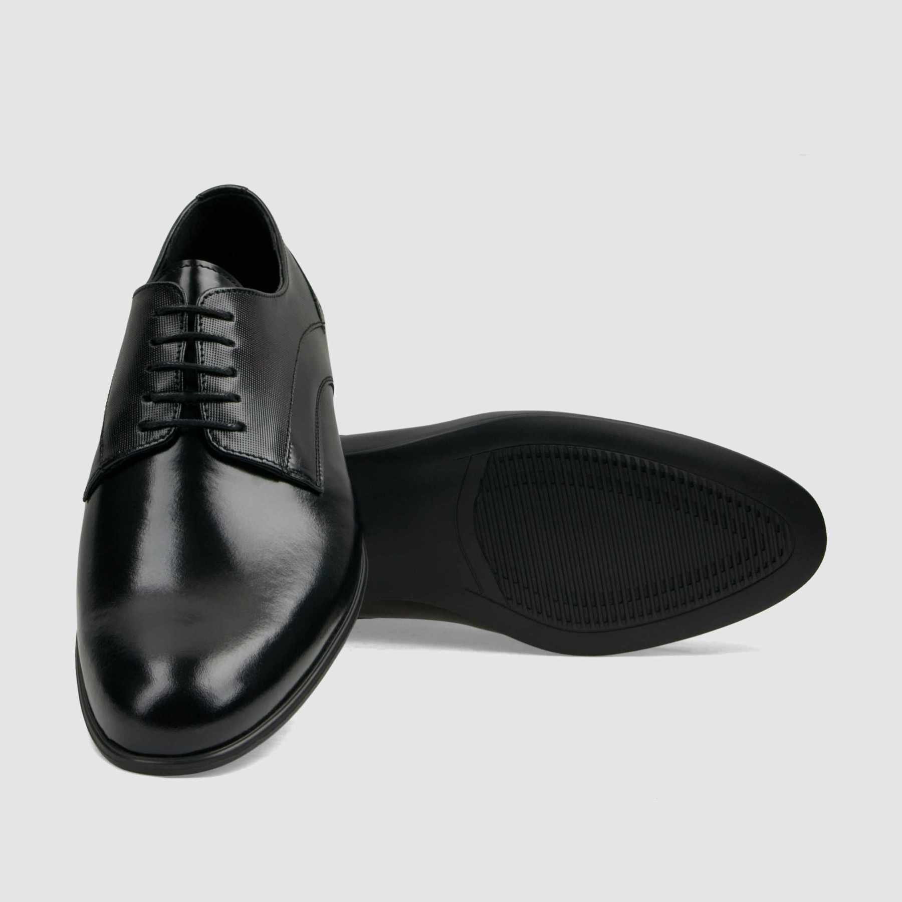 Półbut wizytowy TAPI A - 7642 czarna licowa skóra - TAPI nero - Półbuty eleganckie sznurowane - Czarny - 4