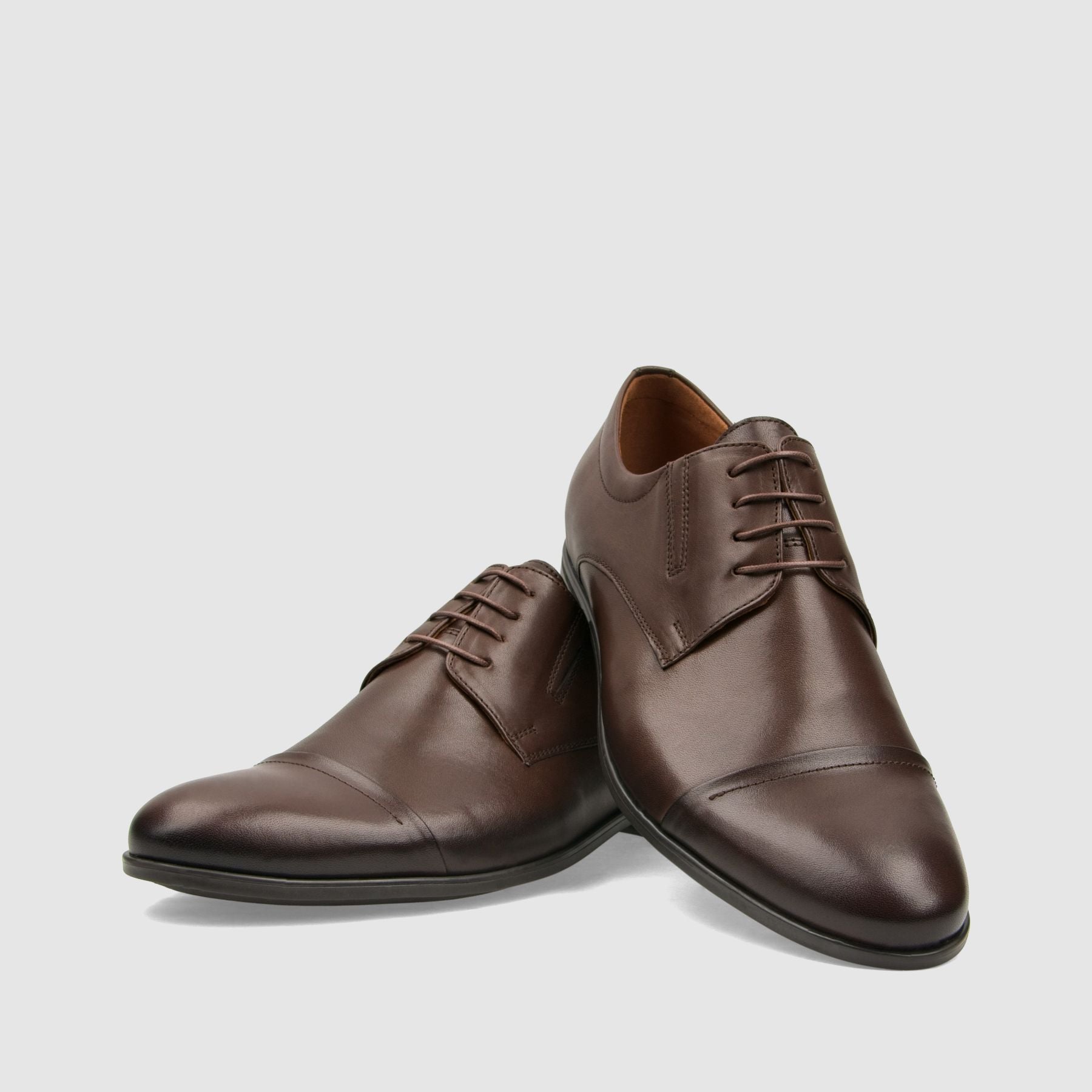 Półbut wizytowy TAPI D - 7700 ciemno brązowa licowa skóra - TAPI nero - Półbuty eleganckie sznurowane - Brązowy - 3