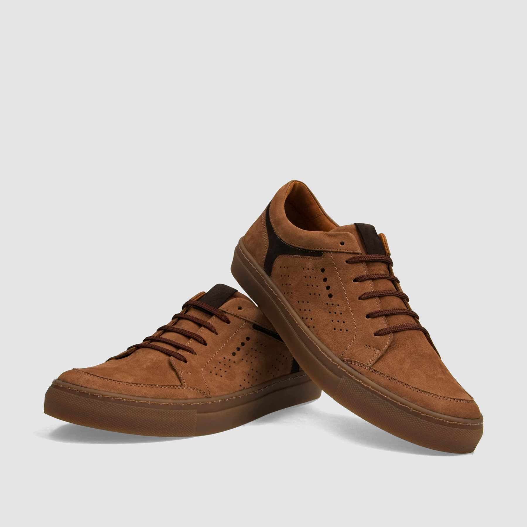 Trampki TAPI A - 7629 brązowa nubukowa skóra - TAPI nero - Sneakersy i sportowe - Brąz - 3