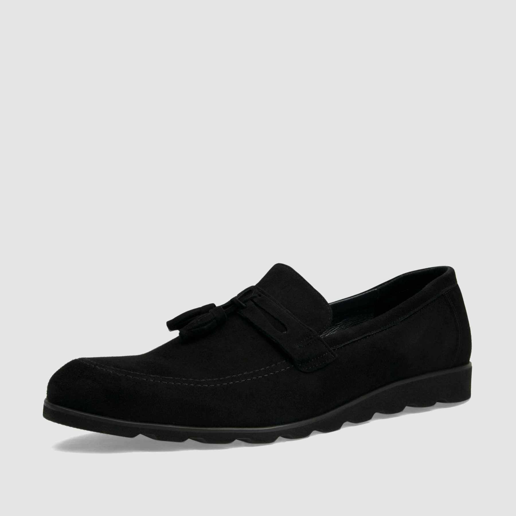 Loafers TAPI AA-6361 black velvet with a light wedge sole 