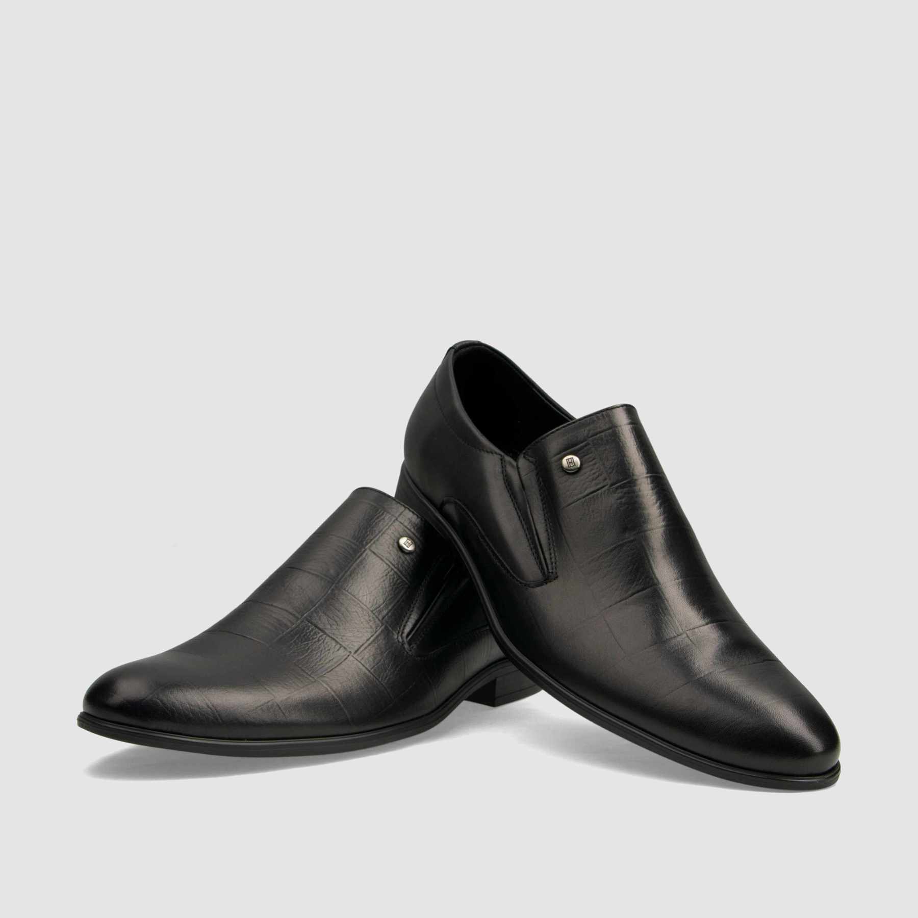 TAPI BD-6048 formal shoe, black, embossed grain leather