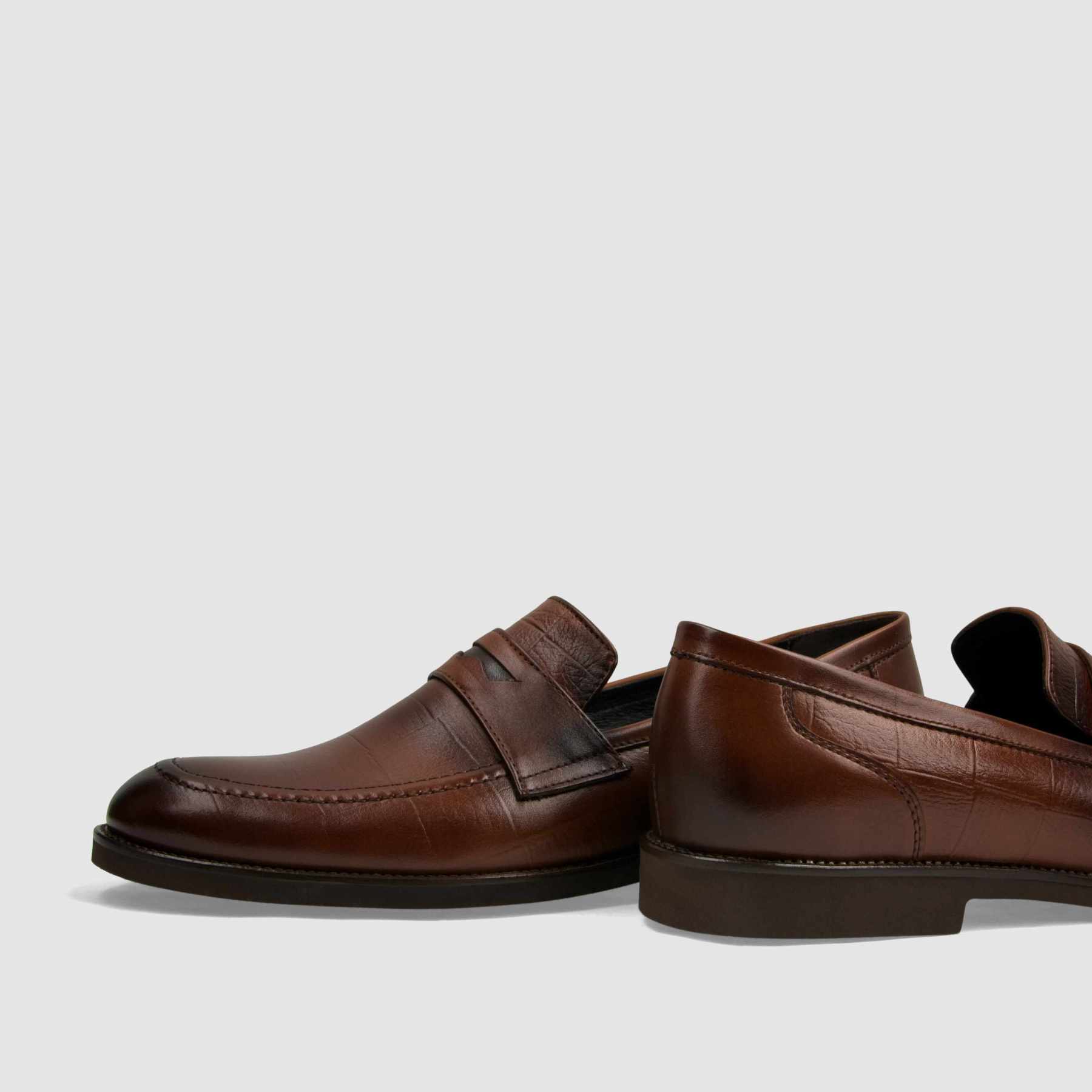 Loafer TAPI B - 7494 brązowa licowa skóra - TAPI nero - Półbuty eleganckie wzuwane - Brązowy - 5