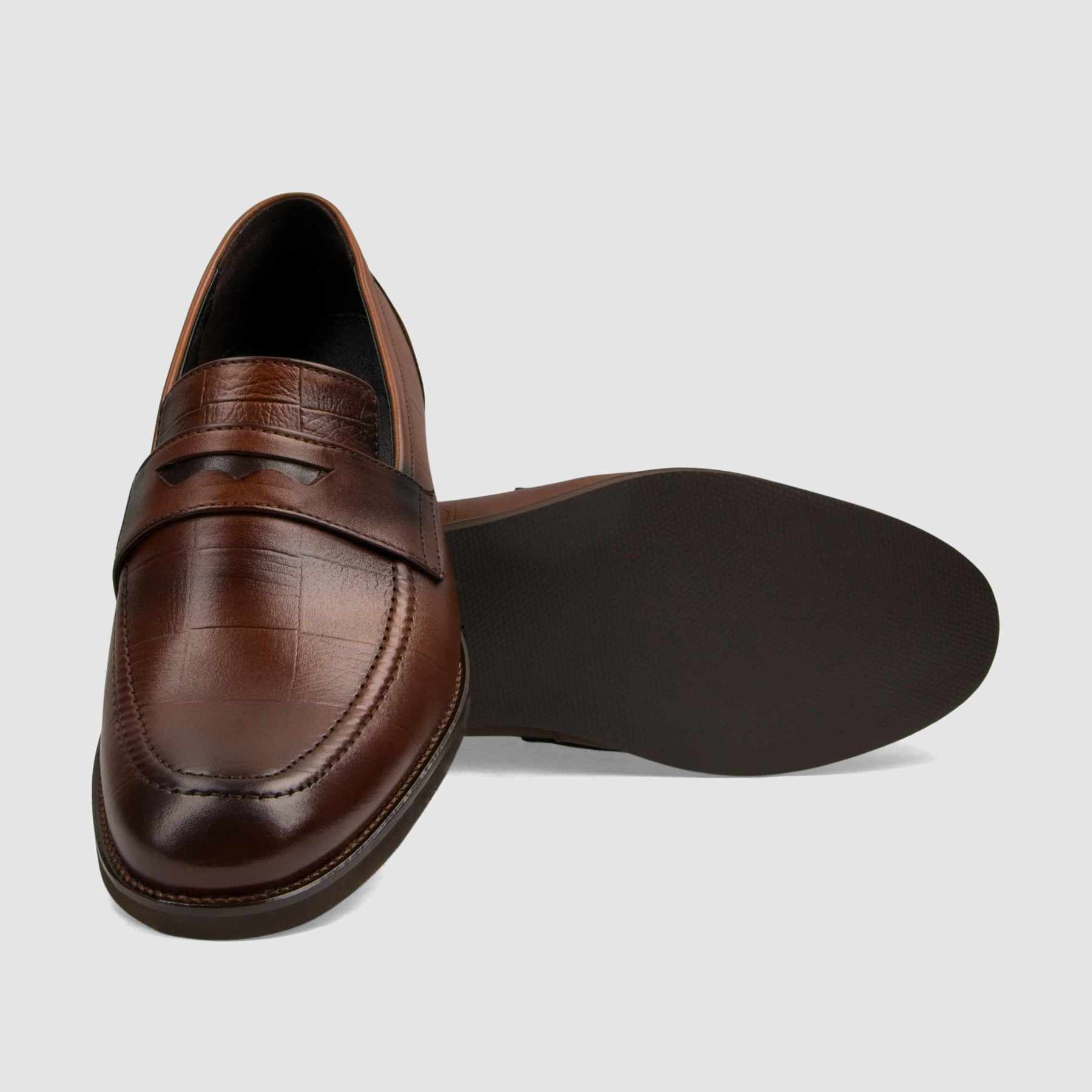 Loafer TAPI B - 7494 brązowa licowa skóra - TAPI nero - Półbuty eleganckie wzuwane - Brązowy - 4