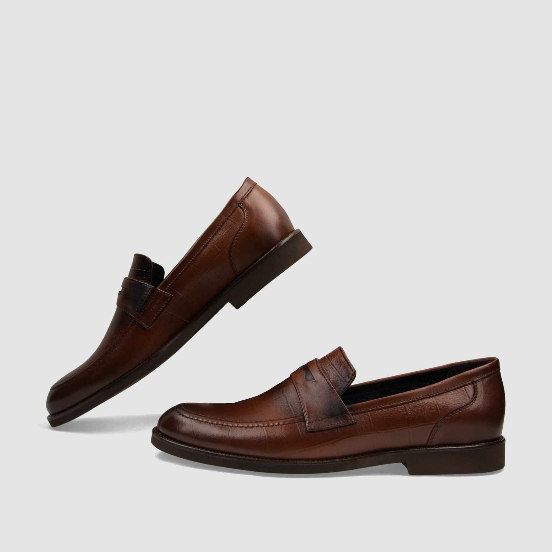 Loafer TAPI B - 7494 brązowa licowa skóra - TAPI nero - Półbuty eleganckie wzuwane - Brązowy - 6