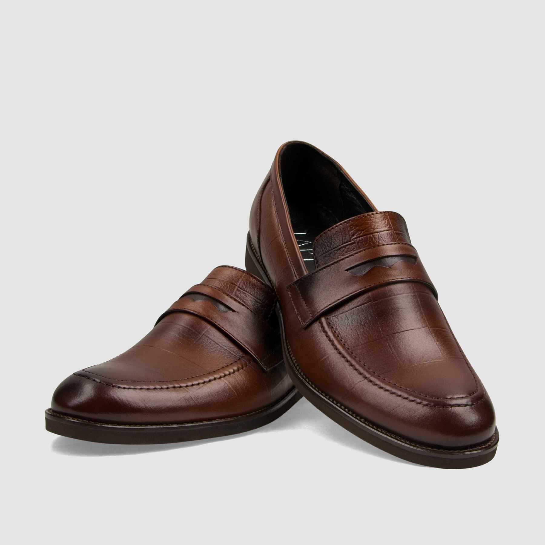 Loafer TAPI B - 7494 brązowa licowa skóra - TAPI nero - Półbuty eleganckie wzuwane - Brązowy - 3