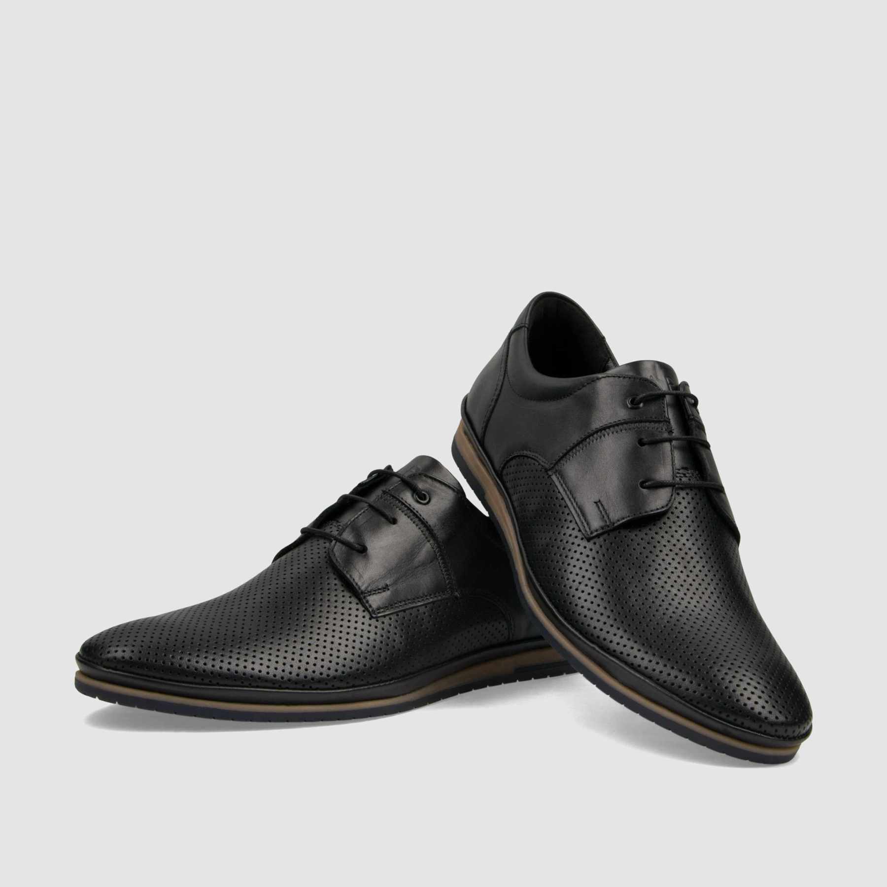 Półbut casual TAPI E - 7518 czarna licowa skóra - TAPI nero - Półbuty casual sznurowane - Czarny - 3