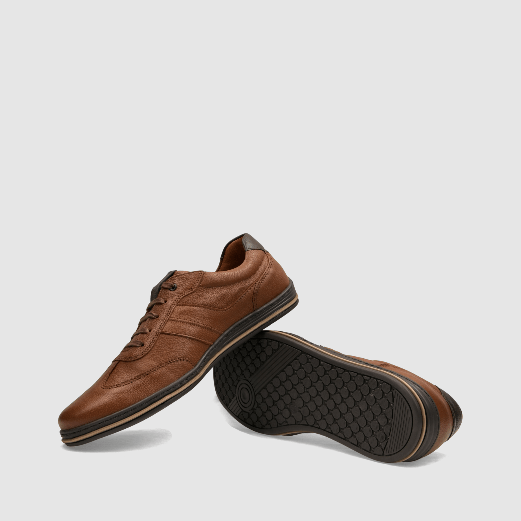 Półbut casual TAPI T - 7637 brązowa licowa skóra - TAPI nero - Brąz - 7